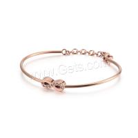Stainless Steel Bangle, Number 8, plated, micro pave cubic zirconia & for woman 2mm, Inner Approx 