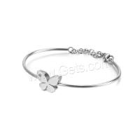 Stainless Steel Bangle, Butterfly, plated, for woman & with rhinestone 11mm, Inner Approx 60mm 