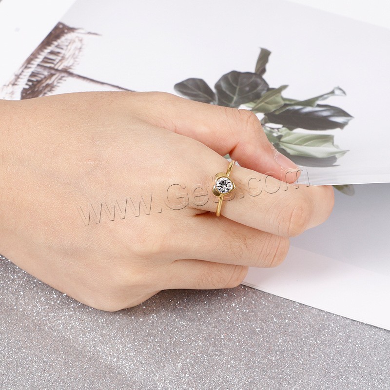 Cubic Zirconia anillo de dedo de acero inoxidable, Corazón, chapado, diverso tamaño para la opción & micro arcilla de zirconia cúbica & para mujer, más colores para la opción, 1.4mm, Vendido por UD