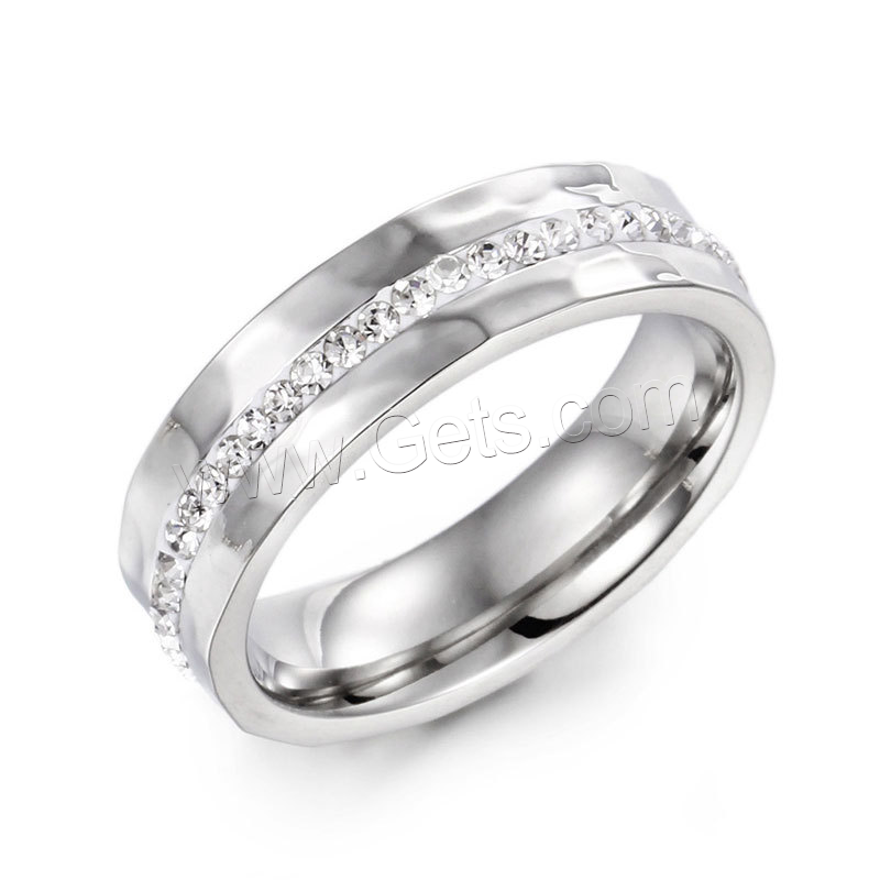 Cubic Zirconia anillo de dedo de acero inoxidable, chapado, diverso tamaño para la opción & micro arcilla de zirconia cúbica & para la pareja, más colores para la opción, 6mm, Vendido por UD