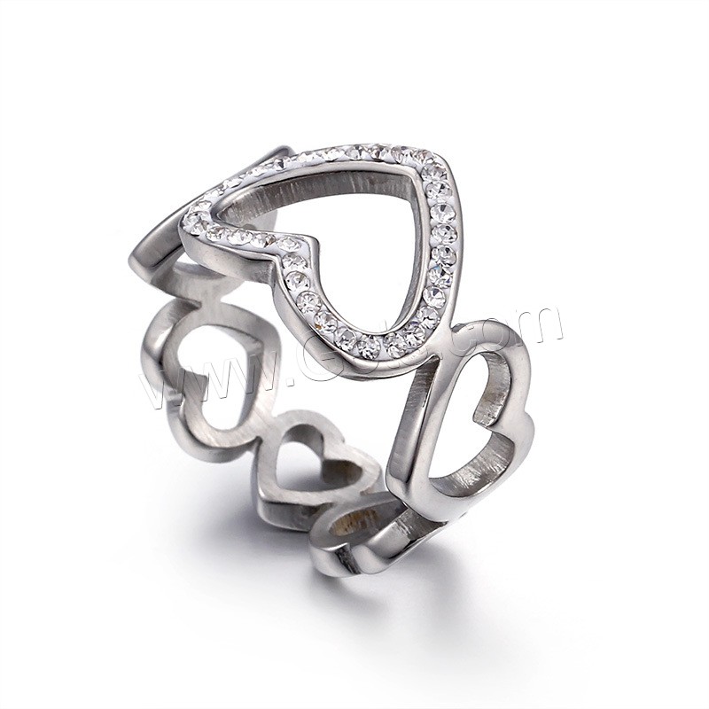 Kuba Zirkonia Edelstahl Ringe, Herz, plattiert, verschiedene Größen vorhanden & Micro pave Zirkonia & für Frau, keine, 13mm, verkauft von PC
