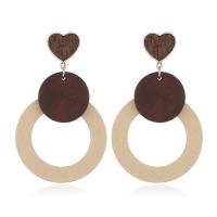 Wood Earring, gold color plated, for woman 