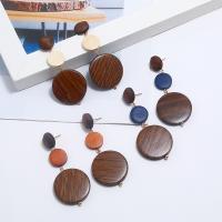 Wood Earring, gold color plated, for woman 