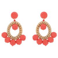 Plastic Drop Earring, with Rattan, for woman 