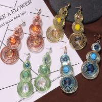 Glass Zinc Alloy Earring, with Glass Gemstone, plated, fashion jewelry & for woman 
