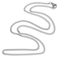 Stainless Steel Chain Necklace, Unisex & curb chain, original color Approx 23 Inch 