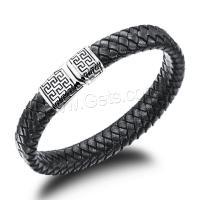PU Leather Cord Bracelets, with Stainless Steel, plated, fashion jewelry & for man 12mm 