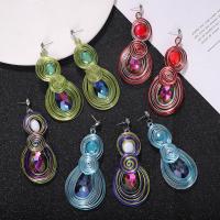 Glass Zinc Alloy Earring, with Glass Gemstone, fashion jewelry & for woman 