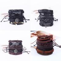 PU Leather Cord Bracelets, with Zinc Alloy, fashion jewelry & for man Approx 23.62 Inch 