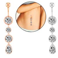 Stainless Steel Belly Ring, stoving varnish, micro pave cubic zirconia & for woman 
