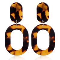 Acrylic Drop Earring, Acetate, Geometrical Pattern, plated, fashion jewelry & for woman, black and brown, 29*39mm,15*5mm,70mm 