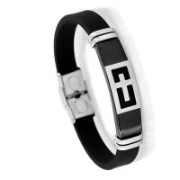 Silicone Stainless Steel Bracelets, with Silicone, Round, plated, fashion jewelry & for man .7 Inch 