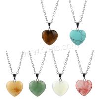 Gemstone Necklaces, Zinc Alloy, with Natural Stone, plated, fashion jewelry & for woman, nickel, lead & cadmium free 