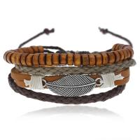 Cowhide Bracelets, Faux Leather, with Zinc Alloy, plated, fashion jewelry & for man, 17-18CM 