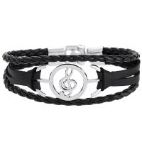 Cowhide Bracelets, Faux Leather, with Zinc Alloy, plated, fashion jewelry & for man 10mm .26 Inch 