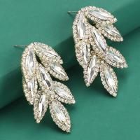 Zinc Alloy Rhinestone Drop Earring, fashion jewelry & for woman & with rhinestone, white 