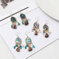Fashion Tassel Earring, Zinc Alloy, gold color plated, for woman 69mm 