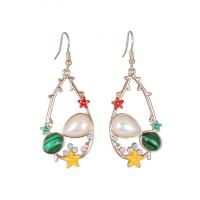 Enamel Zinc Alloy Drop Earring, gold color plated, for woman, 65mm 