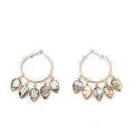 Abalone Shell Earring, Zinc Alloy, with Abalone Shell, Teardrop, gold color plated, for woman, 60mm 