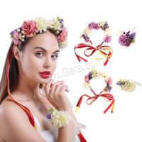 Bridal Hair Band, Cloth, Headband & wrist wreath, for woman 