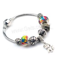 Zinc Alloy European Bracelets, with Lampwork, plated & for woman, metallic color plated 