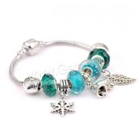 Zinc Alloy European Bracelets, with Lampwork, plated & for woman, turquoise blue 