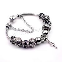 Zinc Alloy European Bracelets, with Brass, plated & for woman & with rhinestone, black 