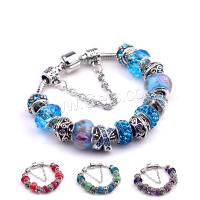 Zinc Alloy European Bracelets, with Lampwork & Brass, plated & for woman & with rhinestone 