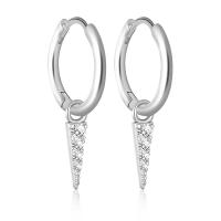 Cubic Zirconia Micro Pave Sterling Silver Earring, 925 Sterling Silver, plated, fashion jewelry & micro pave cubic zirconia & for woman 7.94mm,10.67mm,11.24mm 