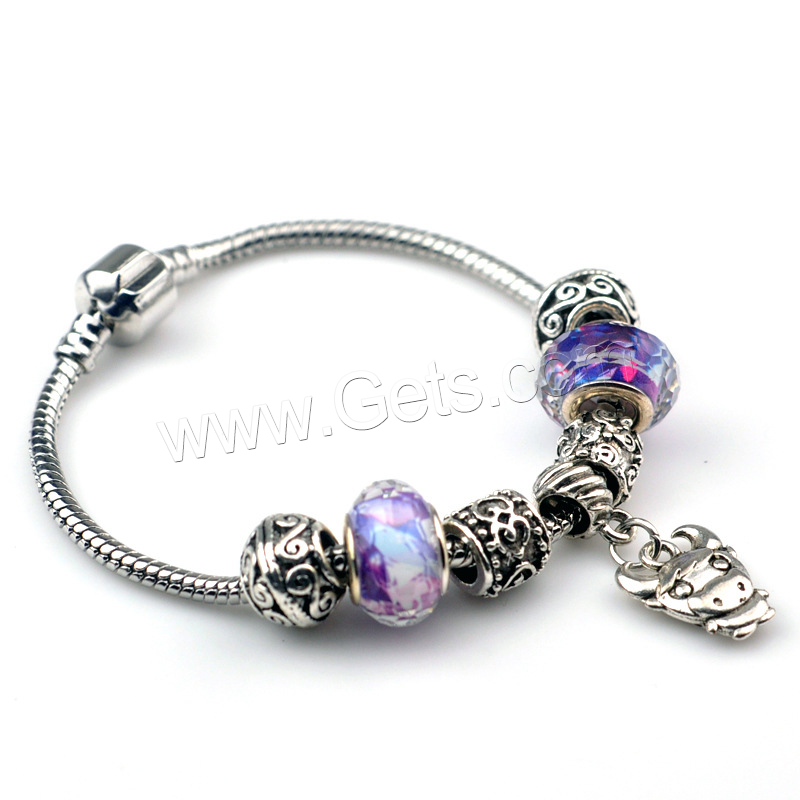 European Match Cristal Bracelets, alliage de zinc, avec chalumeau, Placage, normes différentes pour le choix & pour femme, violet, Vendu par brin