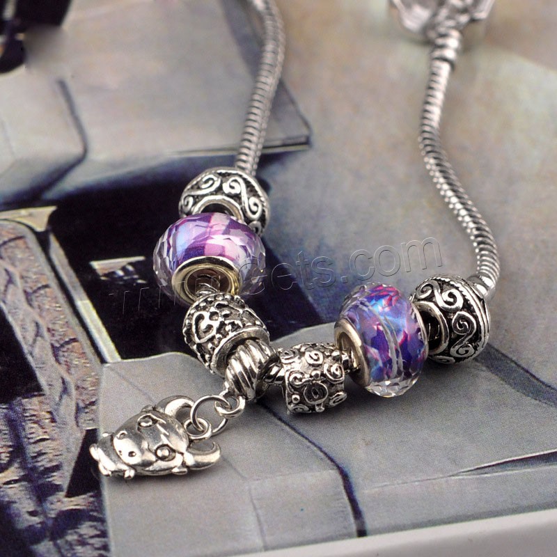 Europa gemischt Kristall Armbänder, Zinklegierung, mit Lampwork, plattiert, verschiedene Größen vorhanden & für Frau, violett, verkauft von Strang