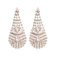 Zinc Alloy Rhinestone Drop Earring, plated, fashion jewelry & for woman & with rhinestone nickel, lead & cadmium free 