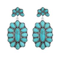 Turquoise Zinc Alloy Earring, with turquoise, plated, fashion jewelry & for woman, nickel, lead & cadmium free 