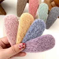 Hair Snap Clips, Zinc Alloy, with Plush, plated, for woman 