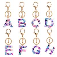 Harz Schlüsselanhänger, mit Zinklegierung, Alphabet-Buchstabe, goldfarben plattiert, Buchstaben sind von A bis Z & für Frau, keine, 112x30mm, verkauft von PC