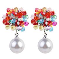 Resin Drop Earring, with Glass Pearl, plated, Bohemian style & for woman 
