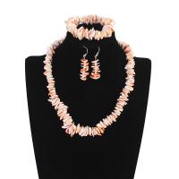 Pink Shell Jewelry Set, head collar & bracelet & earring & necklace, for woman, pink 
