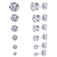 Zinc Alloy Drop Earring, Stud Earring & earring, plated, 6 pieces & fashion jewelry & for woman & with cubic zirconia nickel, lead & cadmium free 