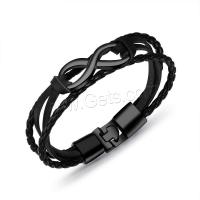 PU Leather Cord Bracelets, with Zinc Alloy, fashion jewelry & for man .87 Inch 