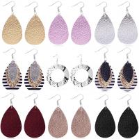 Zinc Alloy Drop Earring, PU Leather, with Zinc Alloy, fashion jewelry & for woman nickel, lead & cadmium free, 70mm 
