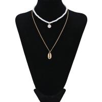 Zinc Alloy Necklace, with Plastic Pearl, fashion jewelry & for woman, gold 