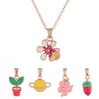 Enamel Stainless Steel Jewelry Sets, pendant & necklace, with 2.3inch extender chain, rose gold color plated, 5 pieces & for children & oval chain   Approx 15.7 Inch 