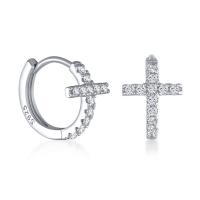 Cubic Zirconia Micro Pave Sterling Silver Earring, 925 Sterling Silver, plated, fashion jewelry & micro pave cubic zirconia & for woman 8.55mm,1.53mm 