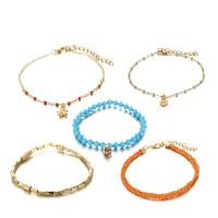 Zinc Alloy Anklet, with Seedbead, plated, 5 pieces & fashion jewelry & for woman, nickel, lead & cadmium free 