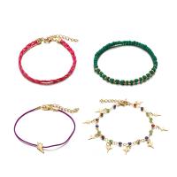 Zinc Alloy Anklet, plated, 4 pieces & fashion jewelry & with rhinestone, nickel, lead & cadmium free 