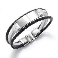 PU Leather Cord Bracelets, with Zinc Alloy, plated, fashion jewelry & for man .87 Inch 