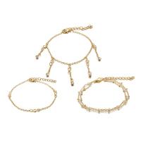 Zinc Alloy Anklet, plated, three pieces & fashion jewelry & for woman & with rhinestone, nickel, lead & cadmium free 
