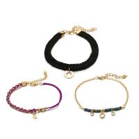 Zinc Alloy Anklet, with Polyester Cord, plated, three pieces & fashion jewelry & for woman, nickel, lead & cadmium free 