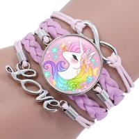Children Bracelets, PU Leather, Round, knit, for children 250mm Approx 8.27 Inch 