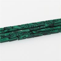 Natürliche Malachit Perlen, Rechteck, poliert, DIY, grün, 4x13mm, Länge:ca. 15.35 ZollInch, ca. 29PCs/Strang, verkauft von Strang